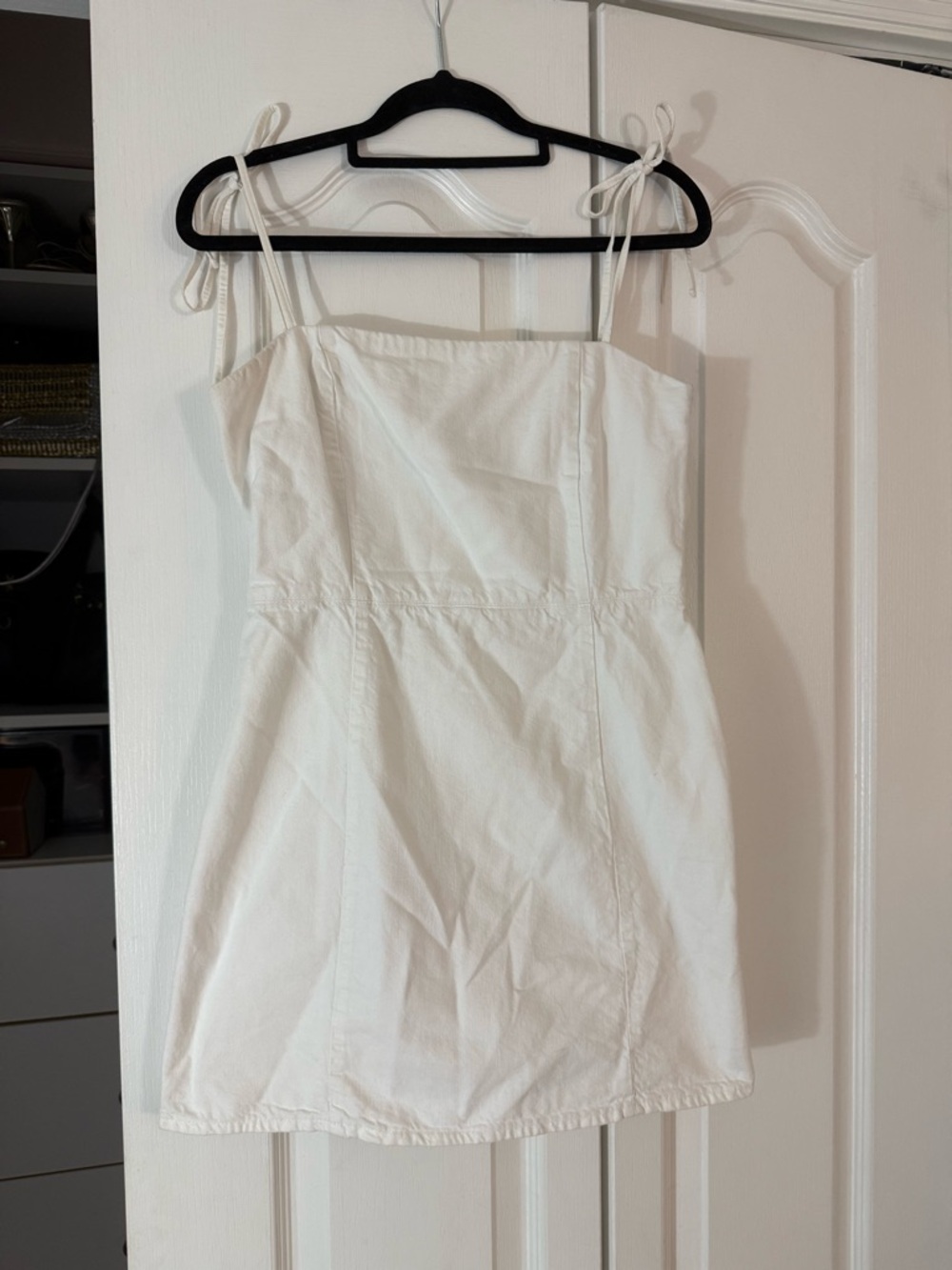 Zara White Tie-Shoulder Mini Dress